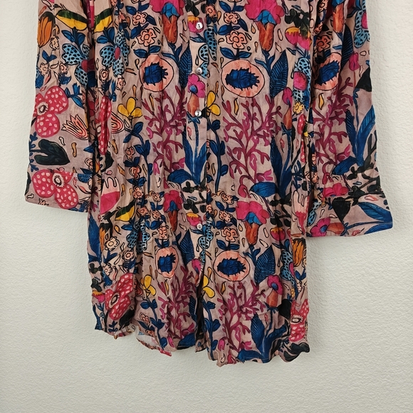 Natural Life Nwot Long Sleeve Button Up Floral Sea Shirt Dress Small Womens - Picture 2 of 14
